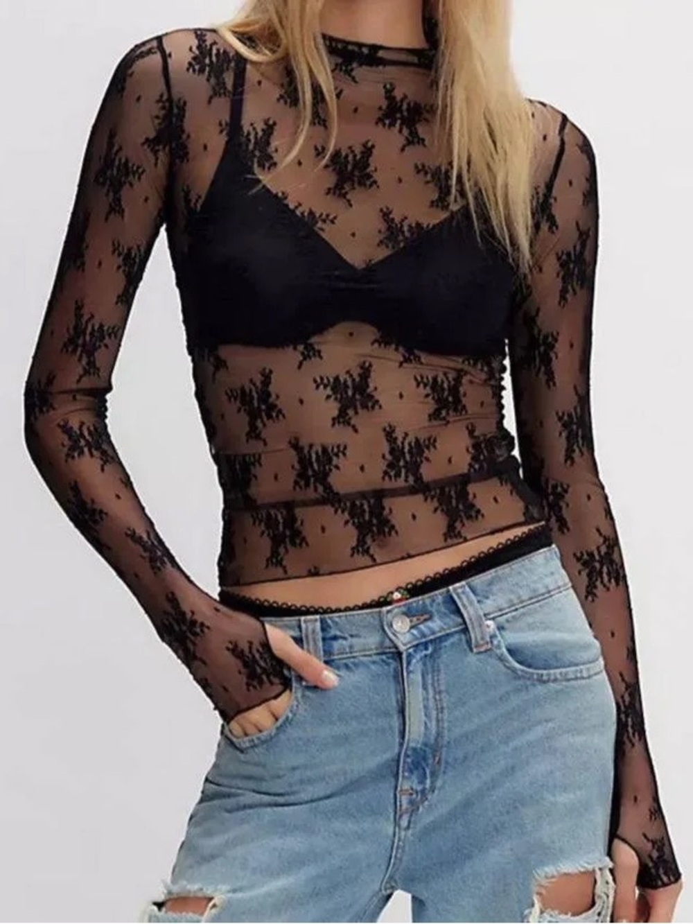 Free People Lady Lux Layering Top- Black